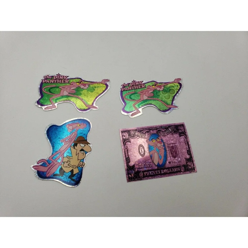4 Vintage Stickers Pink Panther Cartoon Prism Vending Machine Stickers 1998